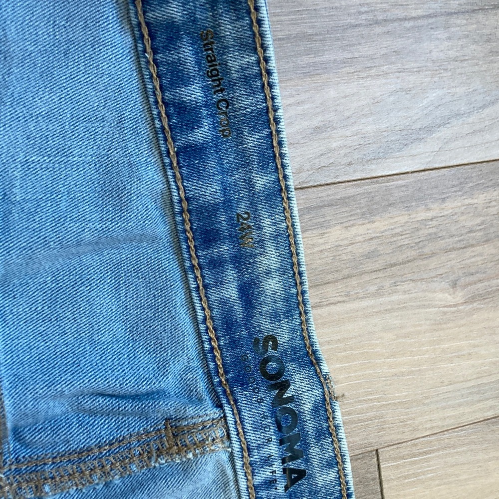 Sonoma straight crop jean distressed cuffed raw hem button fly casual 24W - Picture 13 of 17